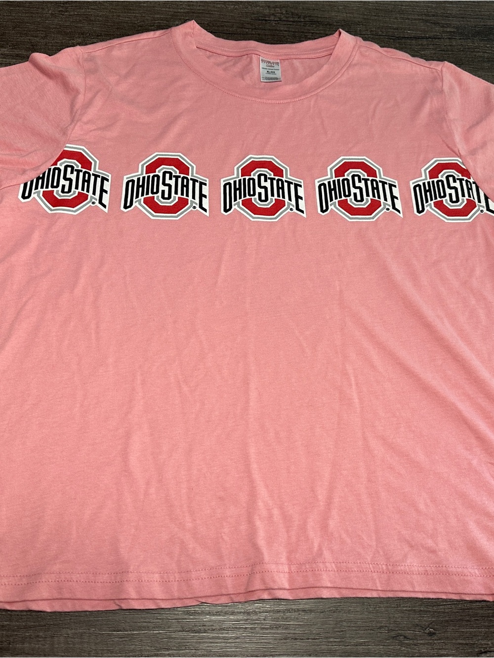 Ohio State Buckeyes pink cotton t-shirt with repeating
